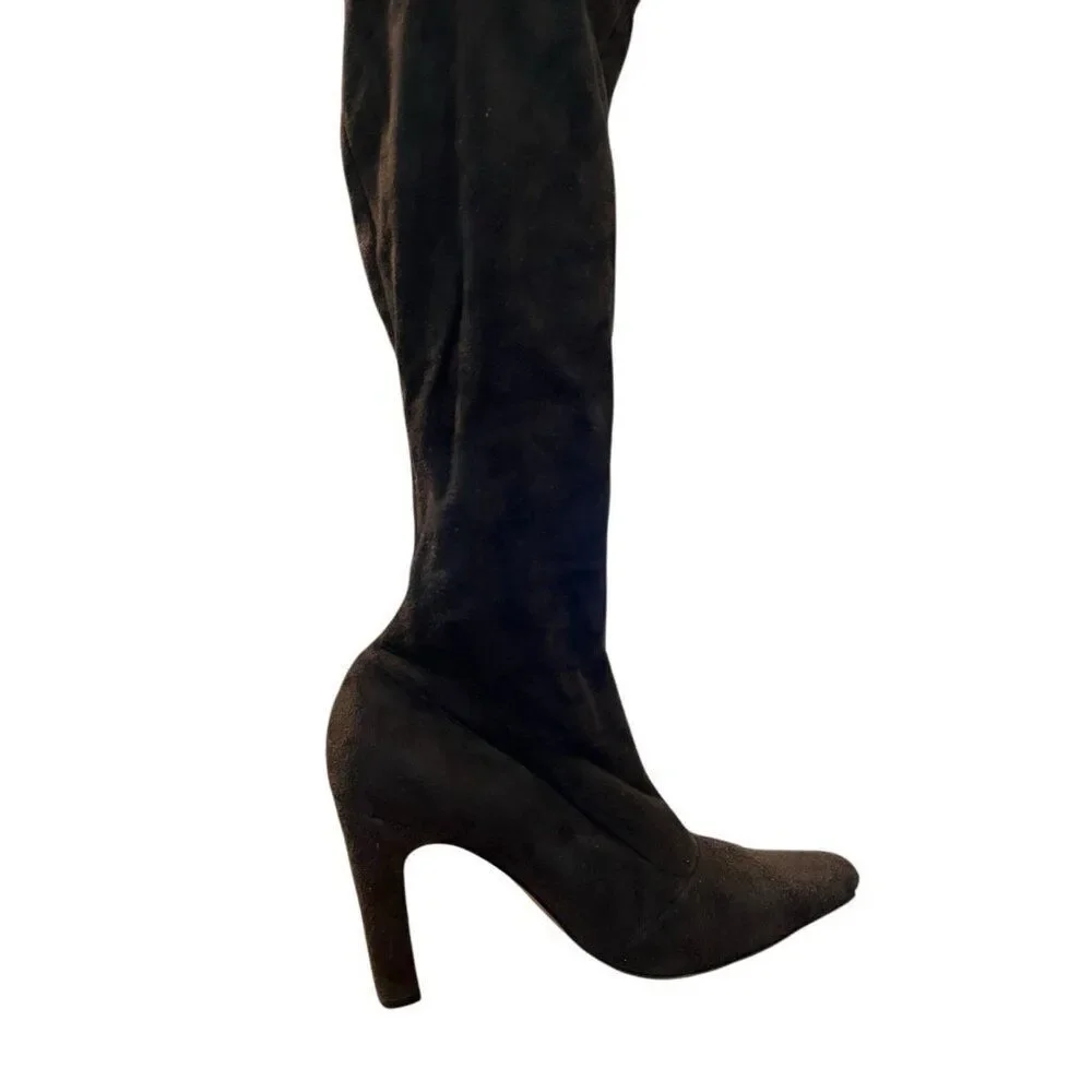 Bergdorf Goodman Ladies Size 10 M Brown Suede Tall Heeled Boots Pull On Italy